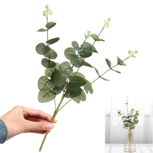 Green Artificial Plant Faux Silk Eucalyptu Gum Spray Leaf Flower Plastic Branches Home Decorations