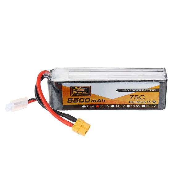 ZOP Power 11.1V 5500mAh 75C 3S Lipo Battery XT60 Plug for RC Car Quadcopter