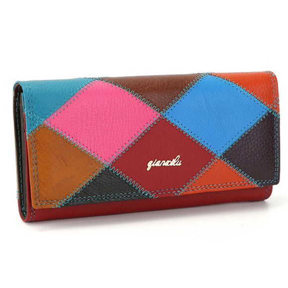 Women Genuine Leather Clutch Long Wallet Casual Card Holder