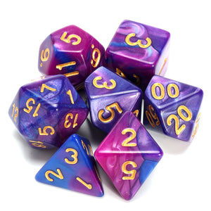 Polyhedral Dice Purple&Blue 7 Piece D&D RPG MTG Party Game Toy Set