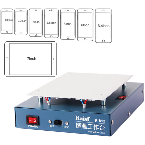 Kaisi 812 7inch LCD Screen Separator Thermostat Heating Machine Mobile Phone Repair LCD Screen Open Separator Desoldering Station for iPhong Samsuung