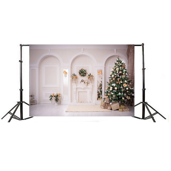 7x5FT White Room Christmas Tree Theme Photography Backdrop Studio Prop Background