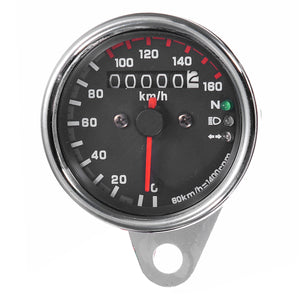 12V Universal Motorcycle Speedometer Odometer Gauge Dual Speed Meter with LED Indicator