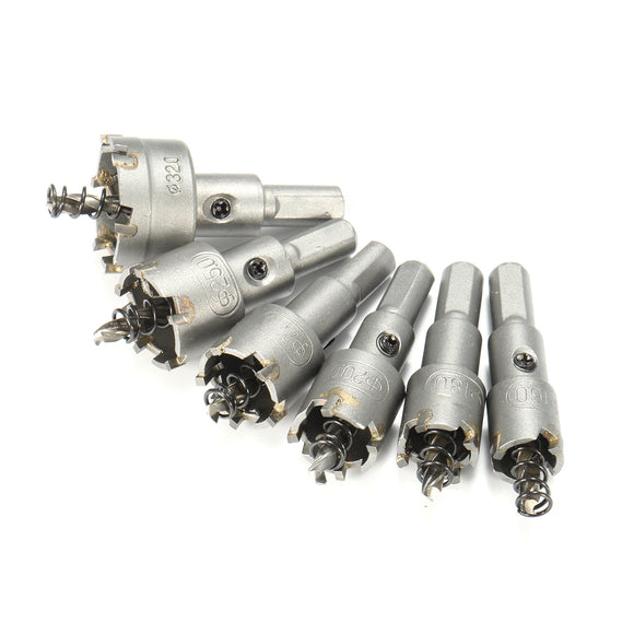 6pcs 16/18/20/22/25/32mm Steel Carbide Tipped Drill Bit Set 16-32mm Metal Hole Saw Alloy Cutter