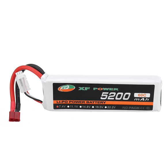 XF POWER 7.4V 5200mAh 60C 2S Lipo Battery T Plug for 1/8 1/10 RTR RC Car