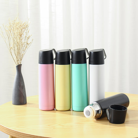 500ml Stainless Steel Thermal Vacuum Water Bottle Hot Coffee Lid Travel Cup Mug