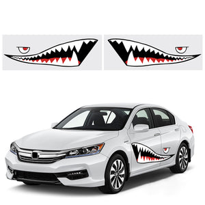 1 Pair 59'' Shark Mouth Tooth Teeth Sticker PVC Exterior Decal For Car Side Door