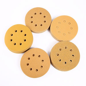 100pcs 5 Inch 8 Holes Hook Loop Sanding Discs Orbit Sandpaper Mat 60/80/120/150/240 Grit