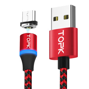 TOPK 2A Micro USB LED Magnetic Fast Charging Data Cable 3.28ft/1m for Honor 8X Xiaomi Redmi Note 5