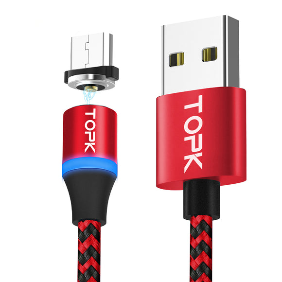 TOPK 2A Micro USB LED Magnetic Fast Charging Data Cable 3.28ft/1m for Honor 8X Xiaomi Redmi Note 5