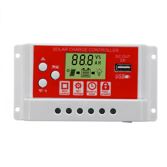 20A 12V/24V Solar Panel Battery Regulator Charging Controller 3-Stage PWM LCD