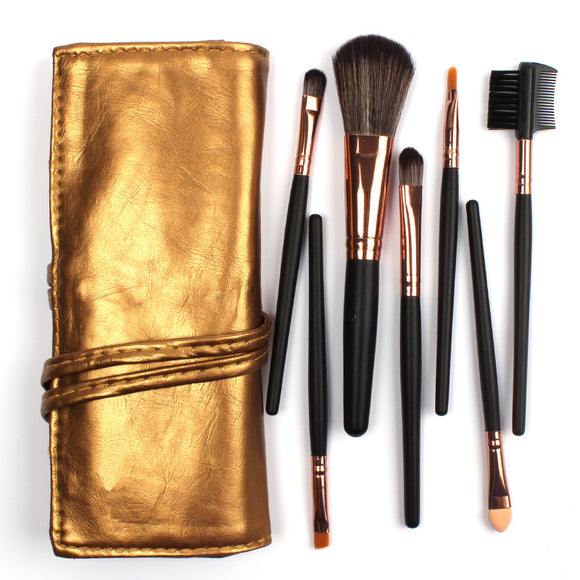 7pcs Soft Makeup Brushes Kit Set Eye Shadow Eyebrow Brush Kit Cosmetics Tools Brown Black Handle