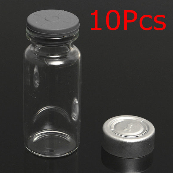 10Set 10ml Vials Bottles with Stopper Caps for 20MM Hand Crimper Seal Ring Machine