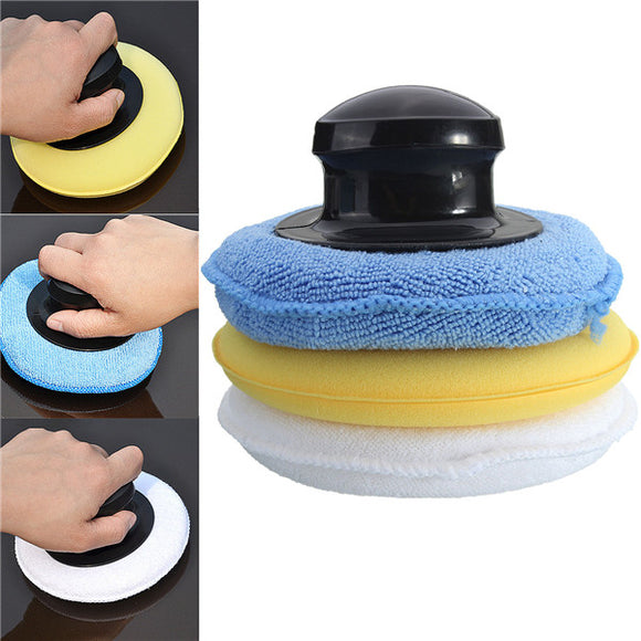 Microfiber Foam Sponge Polish Wax Applicator Pad Set with Handle