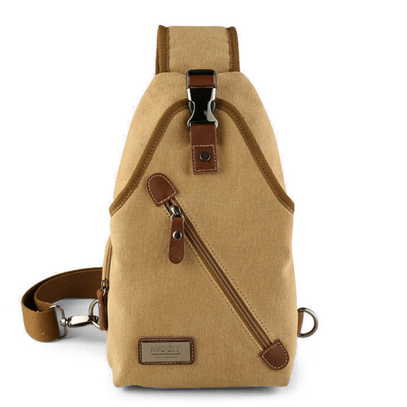 Vintage Canvas Chest Bag Solid Casual Crossbody Bag Shoulder Bag For Men