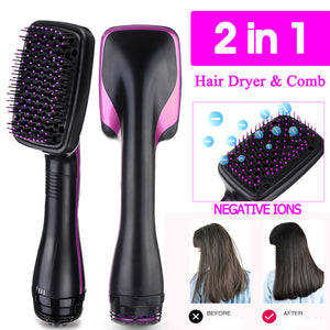 2 In 1 One Step Hair Dryer Styler Hair Comb Negative Ion Smooth Hair Straightener