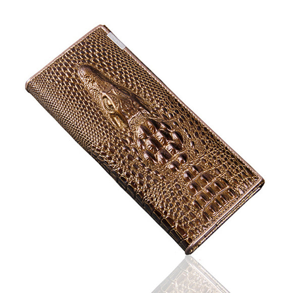 Women Genuine Leather Leisure 3D Crocodile pattern Long Wallet Women Purse Large capacity