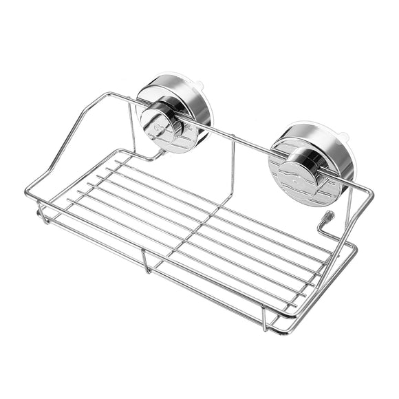 Stainless Steel Bath Shower Suction Cup Rack Caddy Bathroom Kitchen Tidy Storage Baskets Shelf