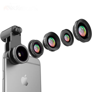 FANBIYA 5in1 Fisheye Lens Macro Lens Wide Angle Phone Lens Black For iPhone X 8 Plus OnePlus 5 S8