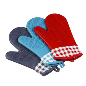 KCASA KC-PG06 1Pcs Silicone Cotton Oven Mitts Microwave Oven BBQ Heat Resistant Pot Holder Gloves