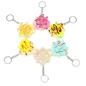 6PCS Squishy Waffle 5.5cm Soft Slow Rising Key Chain Phone Bag Strap Decor Collection Toy