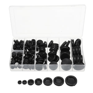 170Pcs Rubber Sealing Ring Black Grommets Gasket Assortment Kit O Ring With Plastic Box