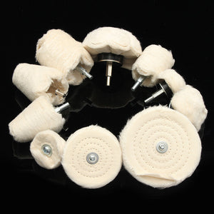 10Pcs White Shank Polishing Buffing Wheel Pad Mop Kit for Manifold