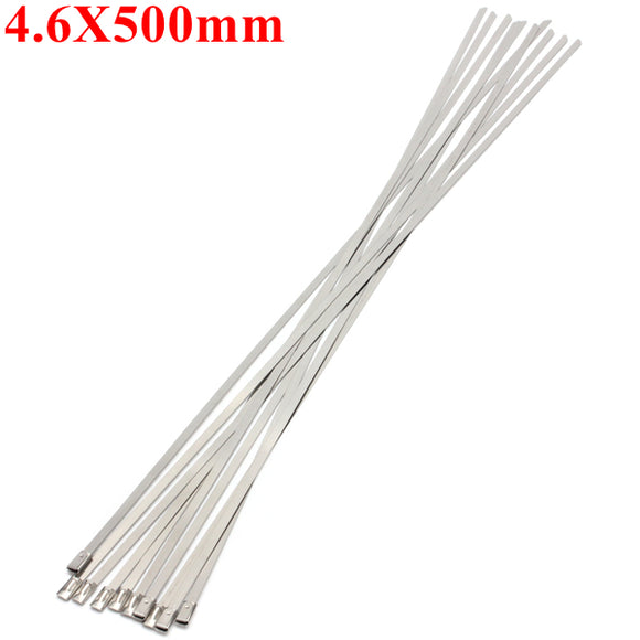 10pcs 4.6X500mm Ball Lock Metal Stainless Steel Zip Ties Wrap Strap