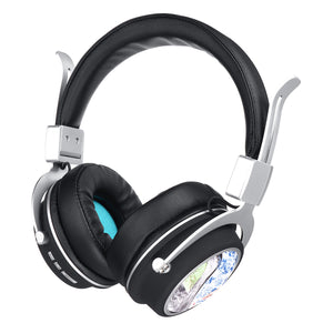 MH5 Wireless bluetooth 5.0 Headphone Foldable Pattern 3D Stereo TF Card AUX Headphone with Mic