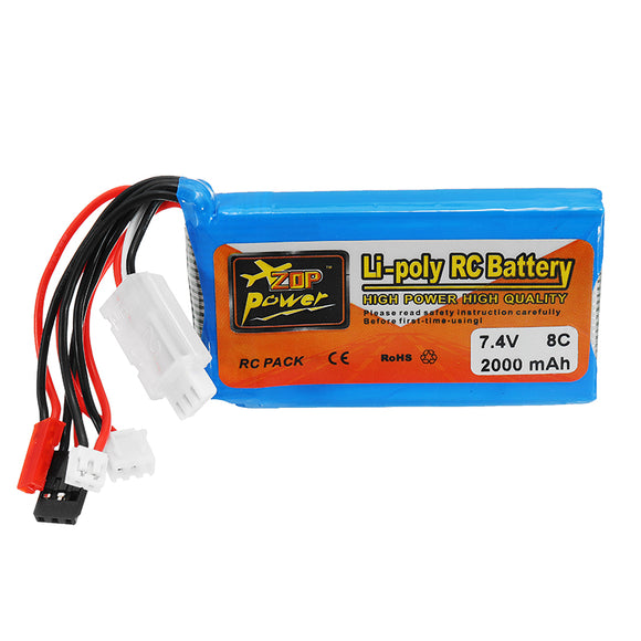 ZOP Power 7.4V 2000mah 8C Lipo Battery For Frsky ACCST Taranis Q X7 Transmitter