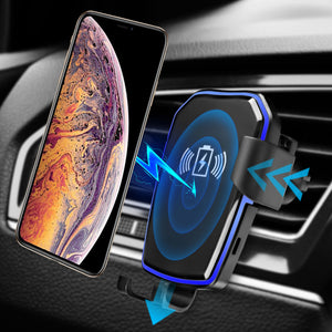 Universal Qi Wireless 10W Fast Charge Gravity Linkage Auto Lock Car Air Vent Holder for Mobile Phone