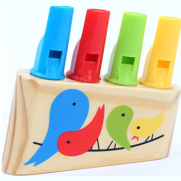 Rainbow Panpipe Wooden Toy Birds Whistling Musical Eduactional Kids Gift