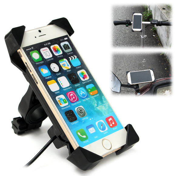 Motorcycle Bicycle Phone Stand USB Charger Power Holder Mount Bracket For 3.5~7