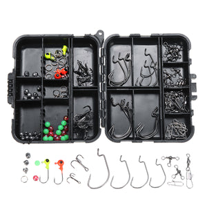 ZANLURE 150PCS Fishing Accessories Kits Jig Head Hooks Sinker Swivels Snap Beads Tackle With Box