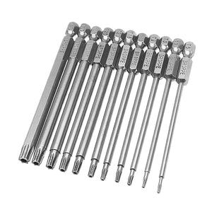 Broppe 11pcs T6-T40 100mm Magnetic Torx Screwdriver Bits 1/4 Inch Hex Shank