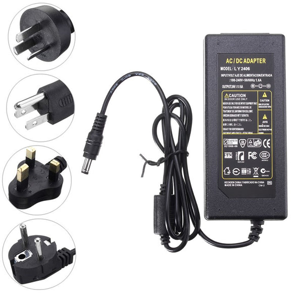 AC100-240V To DC24V 6A Transformer Power Supply Adapter for LED Strip Light