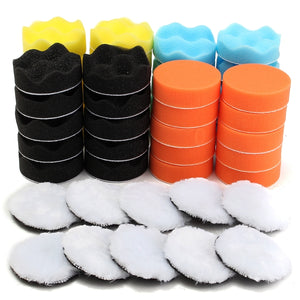 50pcs 80mm Buffing Polishing Sponge Pads Kit Car Polishing Tool Cleaning Tool