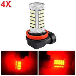 4pcs H11 2835 SMD Red LED Fog Light Daytime Running Light Bulb with Lens Aluminum Housing