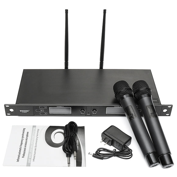 WEISRE U-6002 Wireless Dual Microphone System for KTV Karaoke Stage Meeting