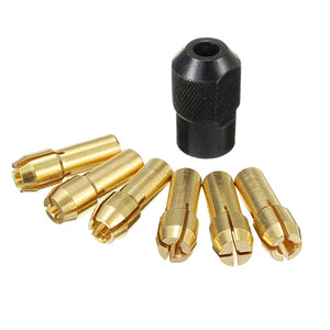 6Pcs 1mm-3mm Brass Drill Chucks with 8x0.75mm Black Nut for Rotary Tool