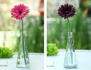 Clear Glass Vase With Wooden Bottle Cap Cutting Vase Flower Arrangement Home Decor Ornaments