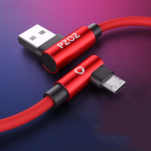 PZOZ 3A Micro USB 90 Degree Fast Charging Data Cable For XIAOMI HUAWEI VIVO Tablet