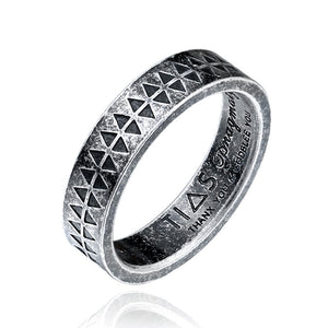 Unisex Titanium Steel Sawtooth Totem Retro Finger Ring Antique Silver Couple Ring