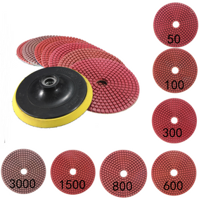 8pcs 5Inch 50-3000 Grit Wet Dry Diamond Polishing Pads Set with Self-Adhesive Disc Polishing Tool