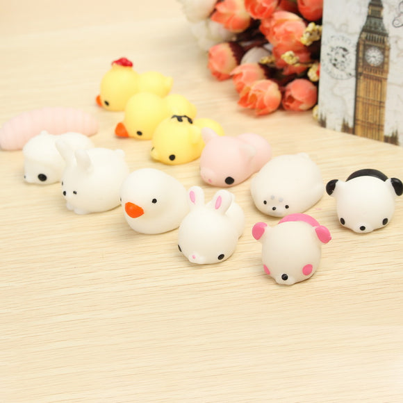 6PCS Polar Bear Bunny Sheep Pigeon Caterpillar Squeeze Squishy Healing Toy Collection