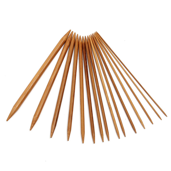 75pcs 15 Sizes Carbonized Bamboo Double Pointed Knitting Needles Hat Sweater Scarf Crochet Hook