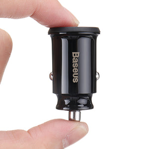 Baseus Grain Mini Dual USB Port Smart Car Charger 5V 3.1A Fast Charging Adapter