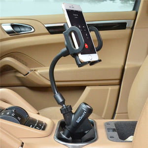 Cobao 360 Rotation Dual USB Cigar Lighter Car Mount Charger Phone Holder for Phone 3.5-6 inches