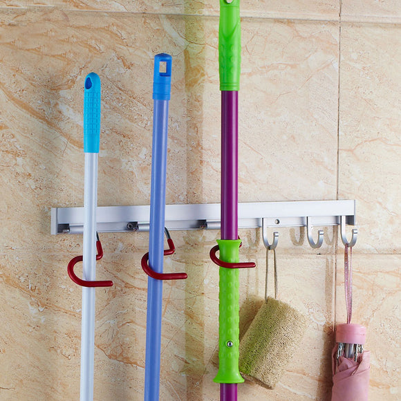 Multi-function Aluminum Mop Rack Wall Mounted Broom Hanger Sundries Hook