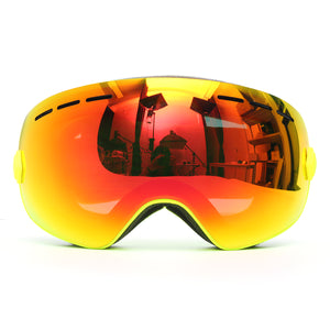 Snowboard Ski Goggle Anti-fog Double Lens UV Motorcycle Riding Yellow Frame